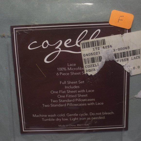Cozelle Lace 100% Microfiber 6 Piece Sheet Set Aqua Full Size - Picture 6 of 6